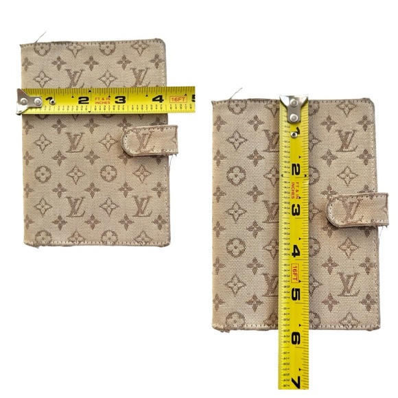 Authentic Louis Vuitton Beige & Brown Mini Lin Canvas & Leather Agenda PM - Picture 8 of 11